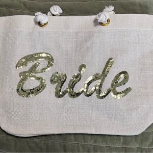 Bride sequin canvas tote with rope handles